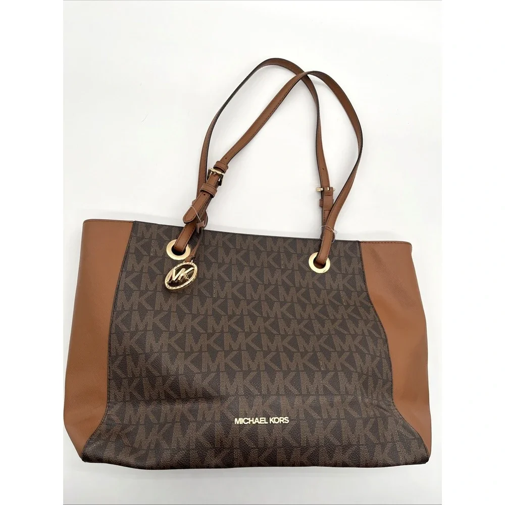 NWT Michael Kors Walsh MD MF Tote Brown Luggage MK Signature Shoulder Bag - Picture 12 of 12